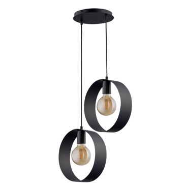 NG Santas Φωτιστικό Οροφής Δίφωτο Μεταλλικό Μαύρο E27 204-A-2-BL